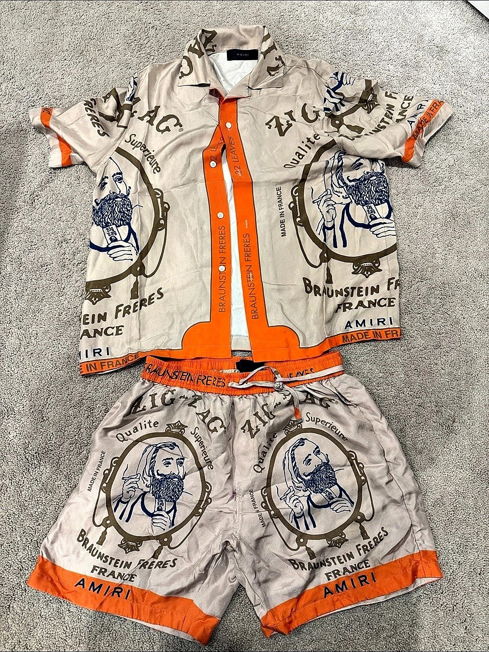 Men Amiri Matching Set in Beige & Orange